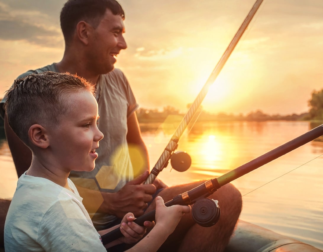 Adorable Little Boy is Fishing with Dad in Pond in Forest Holding Rod while  His Dad is Talking To Him Explaining How To Stock Photo - Image of  outdoors, care: 262494840